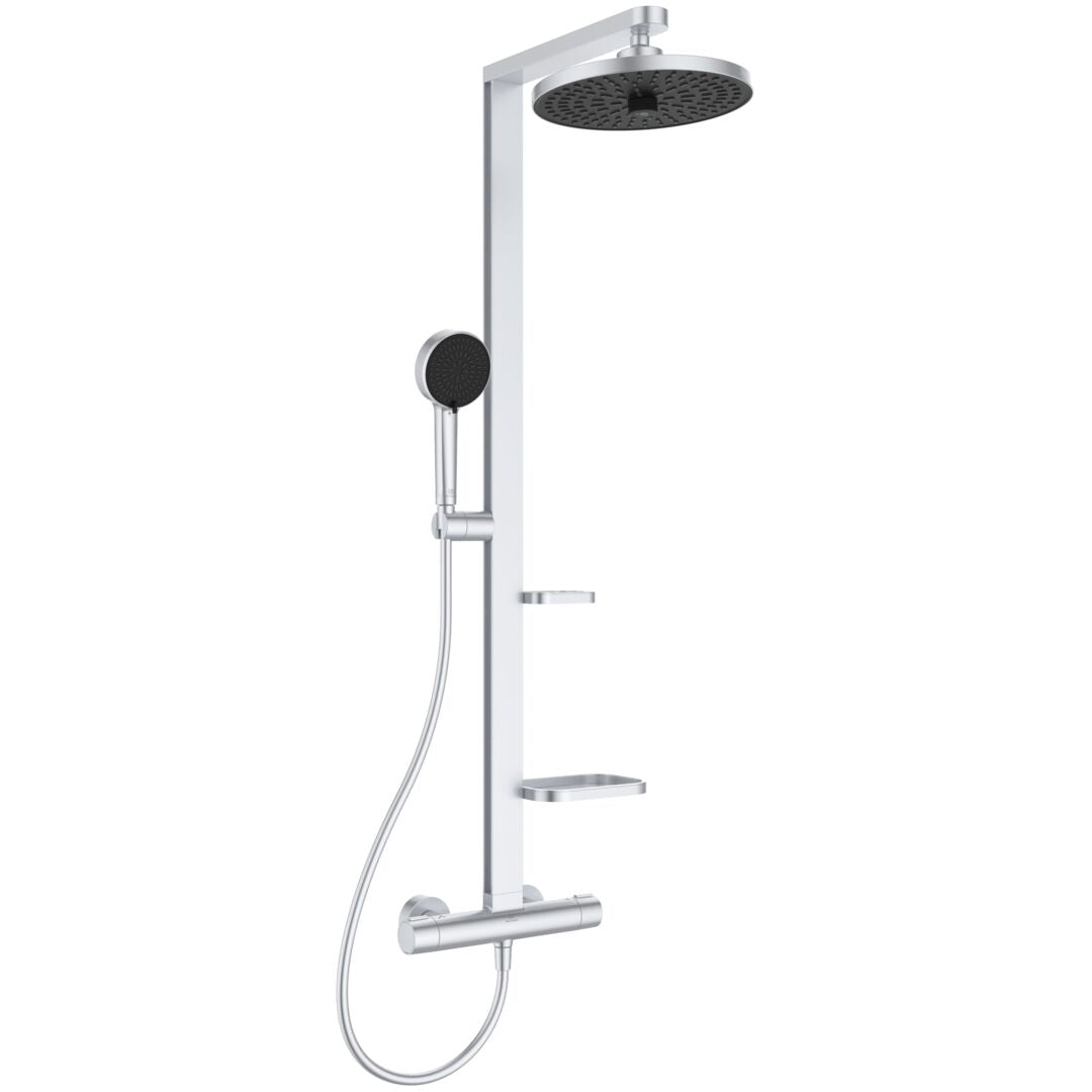 SISTEM DUS TERMOSTATIC CERATHERM ALU+ ,CAP DUS 260 MM 2 JETURI, FURTUN 1750MM SI PARA 100MM 2 JETURI, SILVER