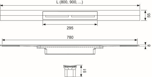 Tece Drainprofile rigolă duș 80 cm oţel 670810