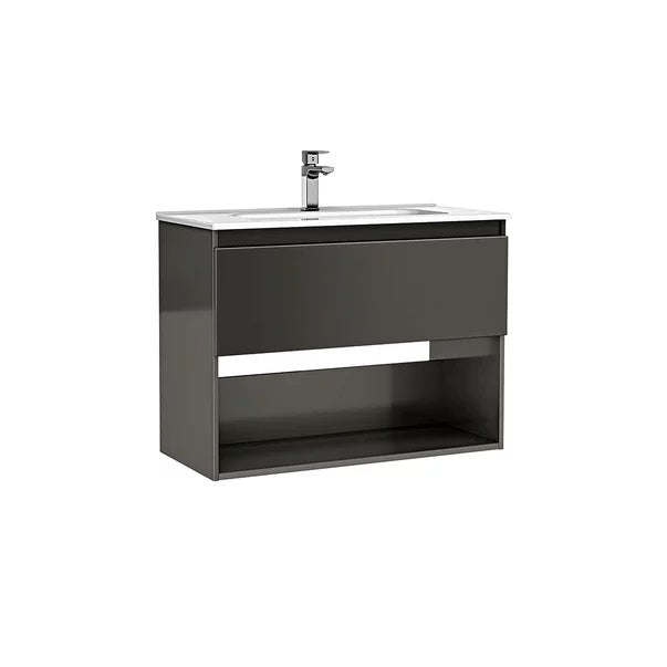 MOBILIER DAILY 80X46X56.5 ANTRACIT LUCIOS,1 SERTAR+RAFT,CU LAVOAR