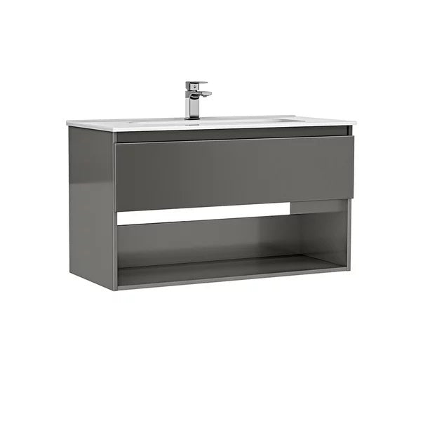 MOBILIER DAILY 100X46X56.5 ANTRACIT LUCIOS,1 SERTAR+RAFT,CU LAVOAR