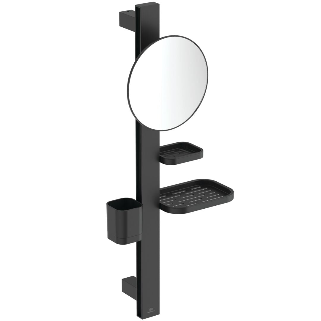 ACCESORIU COSMETIC S ALU+ , BARA 700MM, OGLINDA CU LUPA 3X 200MM, POLITE  208MM  SI 130 MM, PAHAR, SILK BLACK