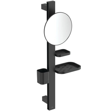 ACCESORIU COSMETIC S ALU+ , BARA 700MM, OGLINDA CU LUPA 3X 200MM, POLITE  208MM  SI 130 MM, PAHAR, SILK BLACK