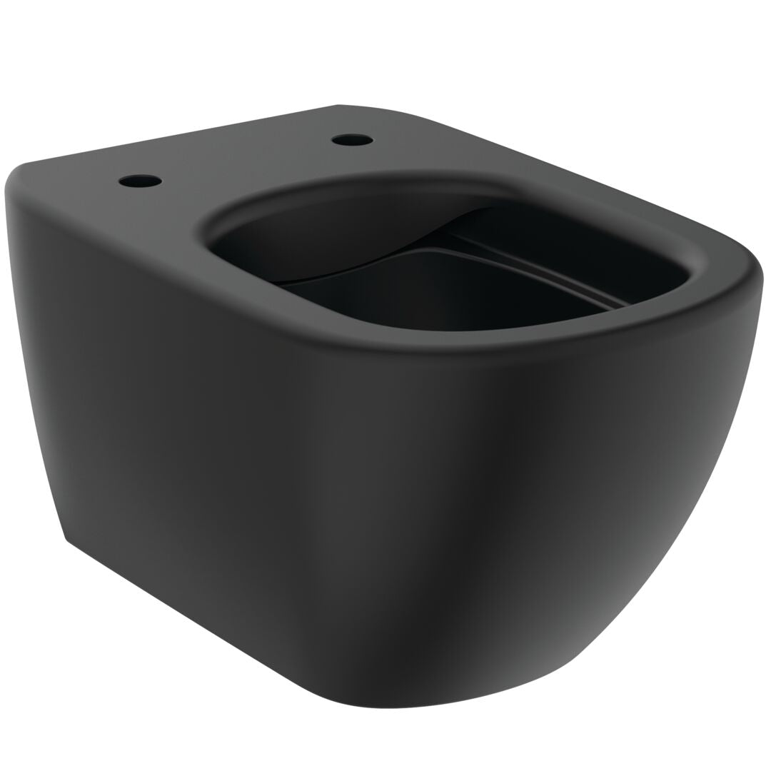 VAS WC TESI SUSPENDAT RIMLESS+, 53X36 CM, FIXARE COMPLET ASCUNSA EASYFIX+, NEGRU MAT
