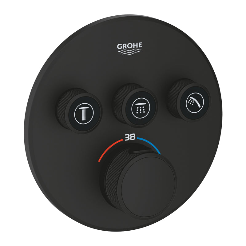 ORNAMENT ROTUND SMART CONTROL TERMOSTATAT 3 VALVE NEGRU MAT