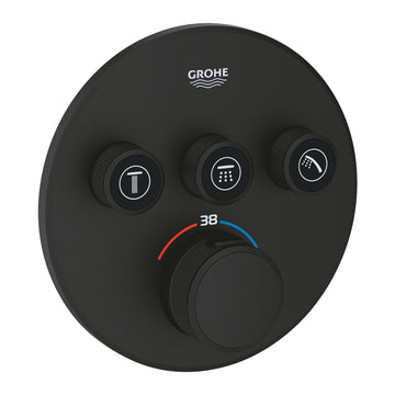 ORNAMENT ROTUND SMART CONTROL TERMOSTATAT 3 VALVE NEGRU MAT
