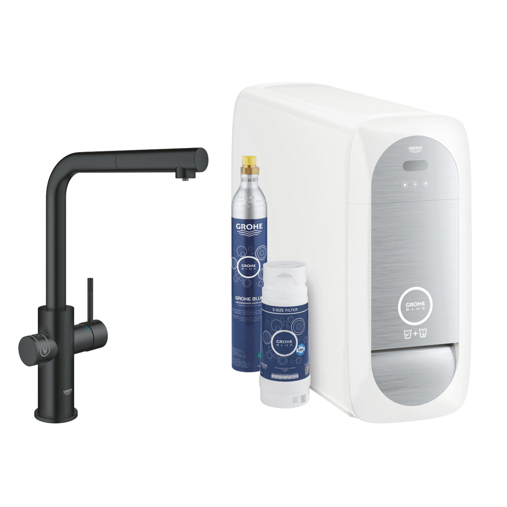 BATERIE BUCATARIE GROHE BLUE HOME TIP L STARTER KIT FILTER S-SIZE VELVET BLACK