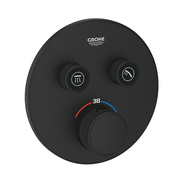 ORNAMENT ROTUND SMART CONTROL TERMOSTATAT 2 VALVE NEGRU MAT