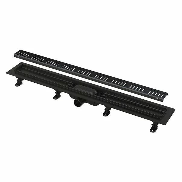 CANAL DE SCURGERE APZ10 BLACK SIMPLE CU GRATAR PERFORAT, 550MM, OTEL INOXIDABIL NEGRU MAT