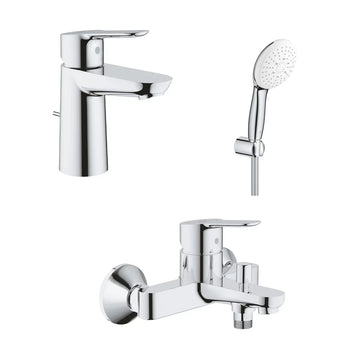 Set baterii baie GROHE BauEdge cu baterie lavoar, baterie cada si set dus Tempesta 110
