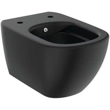 VAS WC TESI SUSPENDAT RIMPLESS+ CU FUNCTIE DE BIDEU FIXARE COMPLET ASCUNSA EASYFIX+, 53X36 CM, SILK BLACK (DOAR CU CAPAC WC EASYFIX+)