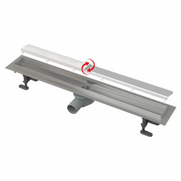 CANAL DE SCURGERE APZ13 DOUBLE, FIT AND GO,  CU GRATAR SIMPLU/PLACI CERAMICE, 650MM, OTEL INOXIDABIL MAT