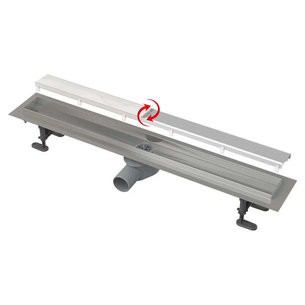 CANAL DE SCURGERE APZ13 DOUBLE, FIT AND GO,  CU GRATAR SIMPLU/PLACI CERAMICE, 750MM, OTEL INOXIDABIL MAT