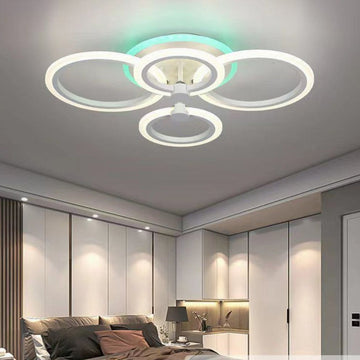 4-circle LED chandelier with RGB, 2.4G wifi remote control with adjustable light/cold/warm/neutral intensity
