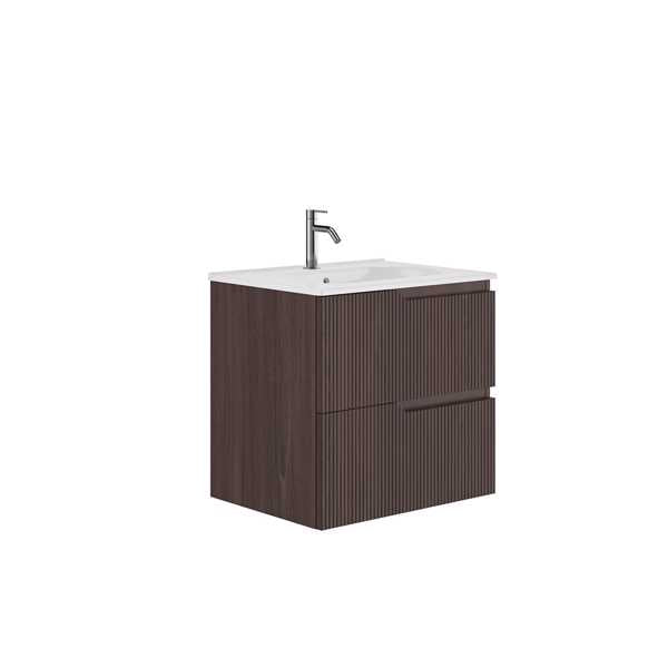SET MOBILIER CANALETTO 59.5X46X56.5 CM CU LAVOAR LUC 61X46 CM, 2 SERTARE,WALNUT BLACK