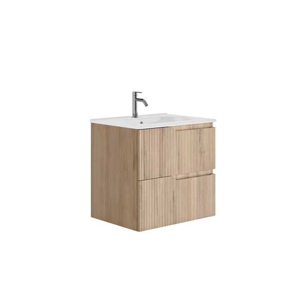 SET MOBILIER CANALETTO 59.5X46X56.5 CM CU LAVOAR LUC 61X46 CM, 2 SERTARE,BEIGE WOOD