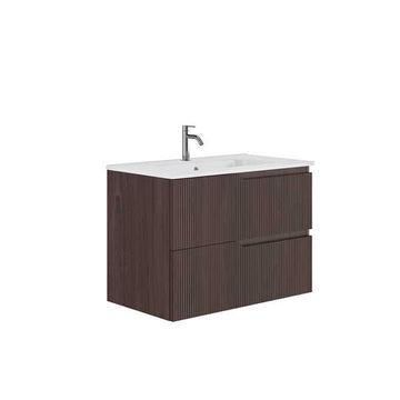 SET MOBILIER CANALETTO 79.5X46X56.5 CM CU LAVOAR LUC 81X46 CM, 2 SERTARE,WALNUT BLACK