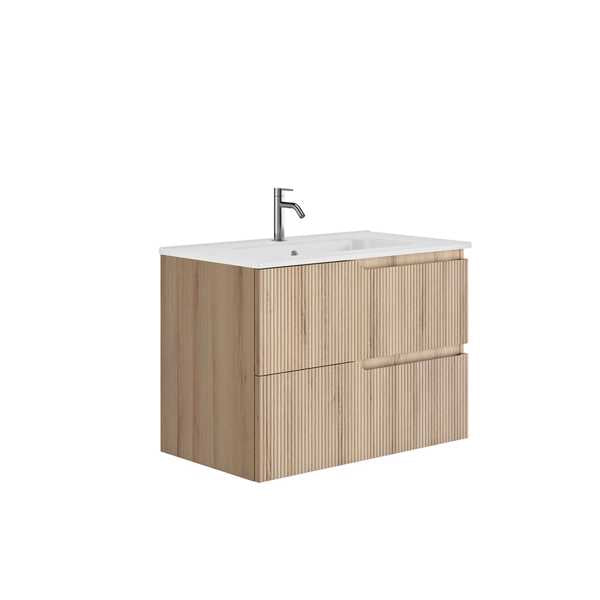 SET MOBILIER CANALETTO 79.5X46X56.5 CM CU LAVOAR LUC 81X46 CM, 2 SERTARE,BEIGE WOOD