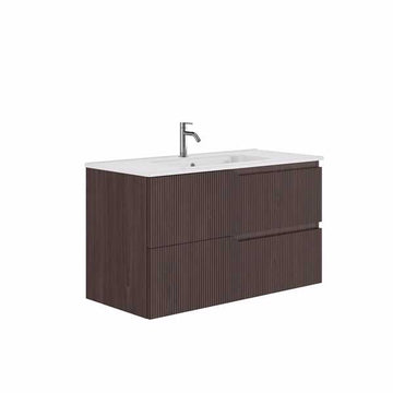SET MOBILIER CANALETTO 99.5X46X56.5 CM CU LAVOAR LUC 101X46 CM, 2 SERTARE,WALNUT BLACK