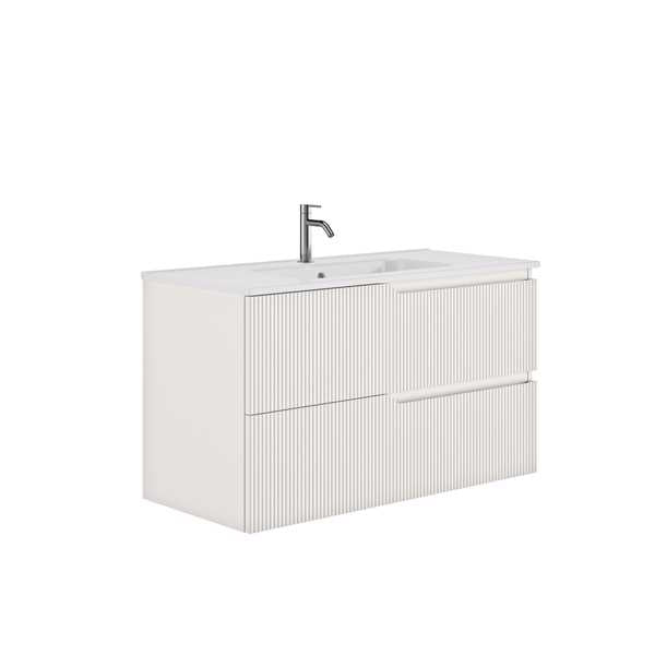 SET MOBILIER CANALETTO 99.5X46X56.5 CM CU LAVOAR LUC 101X46 CM, 2 SERTARE,MATT WHITE
