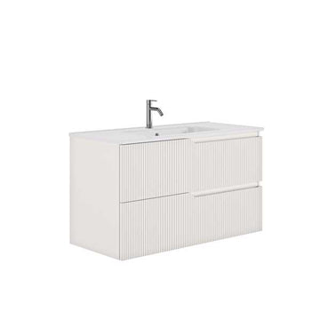 SET MOBILIER CANALETTO 99.5X46X56.5 CM CU LAVOAR LUC 101X46 CM, 2 SERTARE,MATT WHITE