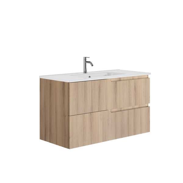 SET MOBILIER CANALETTO 99.5X46X56.5 CM CU LAVOAR LUC 101X46 CM, 2 SERTARE,BEIGE WOOD