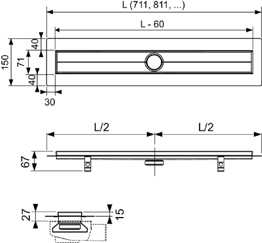 Tece Drainline rigola scurgere liniar 80 cm alb 600806