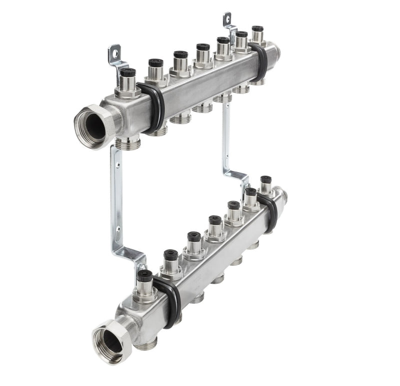 Distribuitor echipat Tece, inox, filet interior, 9 cai, 1" grossmann