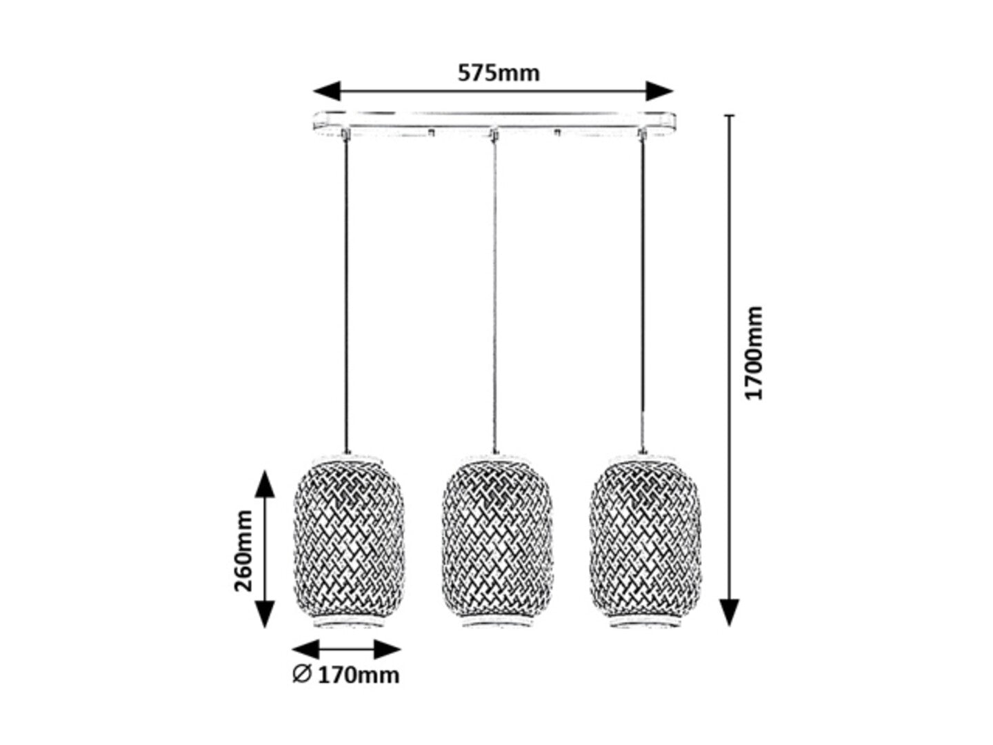 Pendul Adalla E27 3x MAX 40, negru mat Rabalux - imagine 7