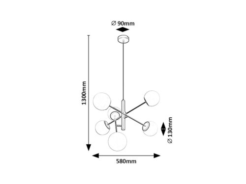Lustră pe cablu Meduza 6xE14/20W/230V Rabalux - imagine 3