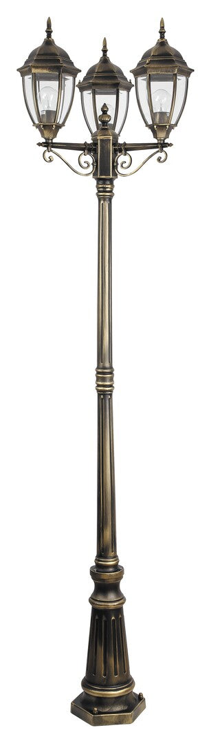 stalp exterior Toronto E27 3x MAX 60, auriu antic