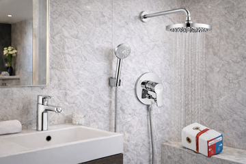 Pachet incastrat Pure Easy 7-in-1 pentru baie moderna - sistem de dus complet Kludi