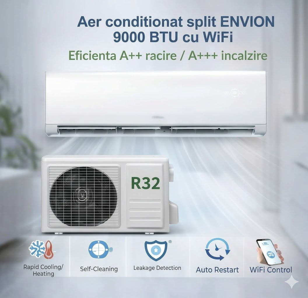 Aer conditionat split ENVION Envi-group 9000 BTU cu WiFi, R32, eficienta A++