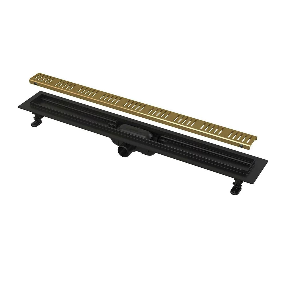 Canal de scurgere APZ10 black-brass Alcadrain Simple cu gratar perforat, 550MM, alama
