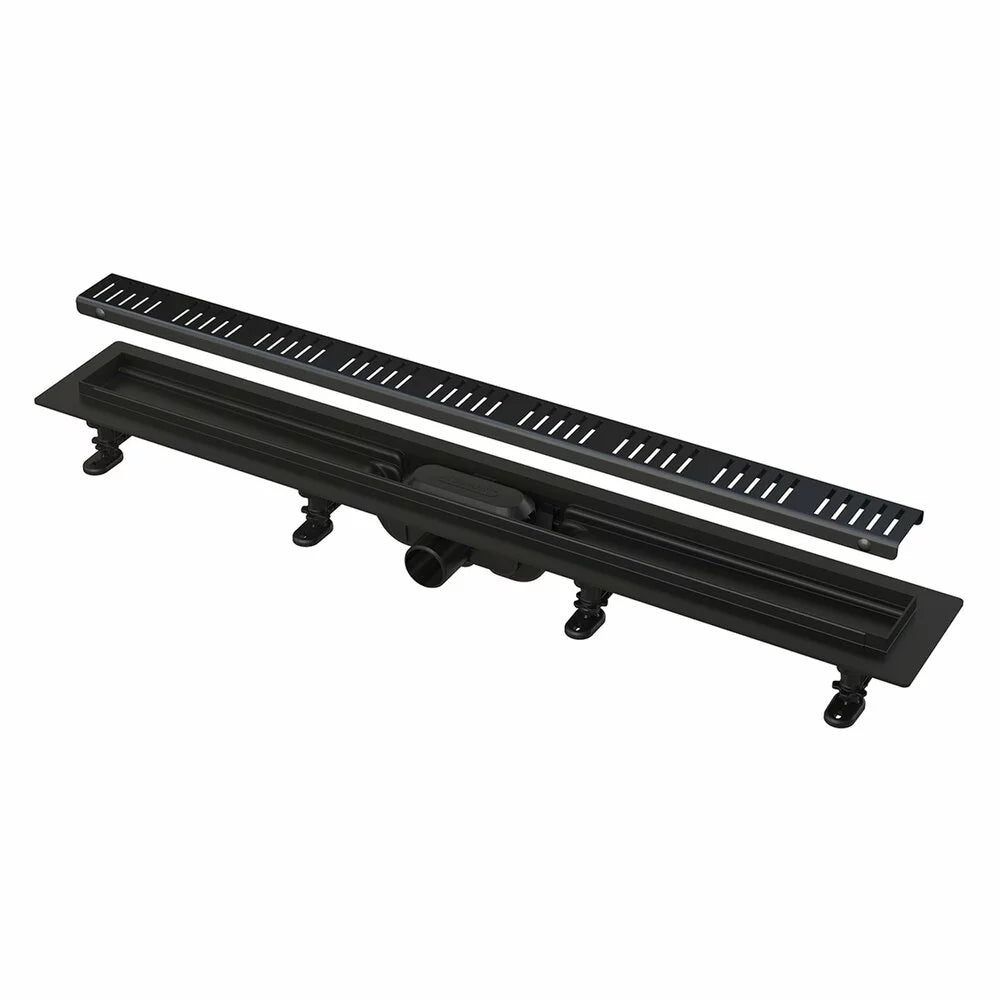 Canal de scurgere APZ10 black Alcadrain Simple cu gratar perforat, 750MM, otel inoxidabil negru mat