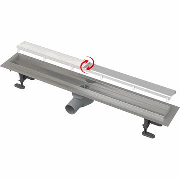 Canal Alcadrain de scurgere APZ13 double, fit and go,  cu gratar simplu/placi ceramice, 550MM, otel inoxidabil mat
