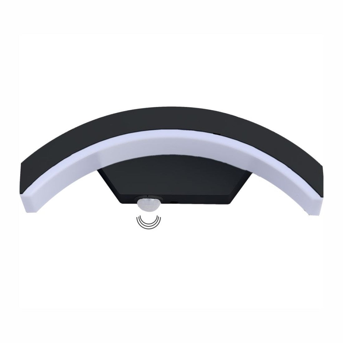 Aplica LED de exterior concava cu senzor Neagra, 24W=160W, 3000K, lumina calda, 2160Lm, IP65