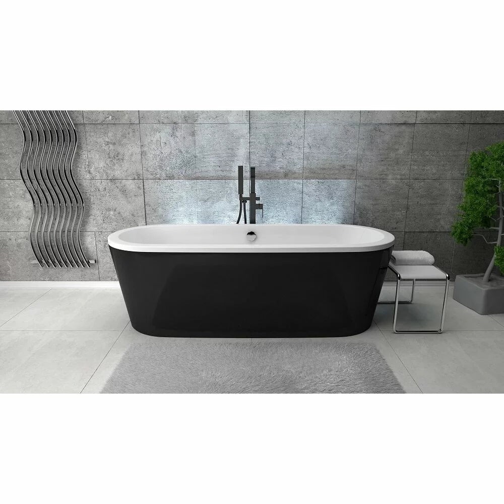 Baterie cada cu montaj pe pardoseala Besco Modern Ii negru mat