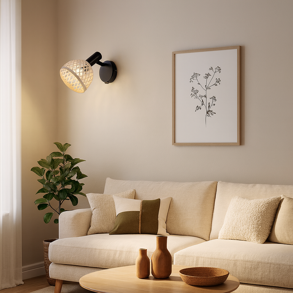 Wall spotlight 1xE14/15W/230V rattan Rabalux