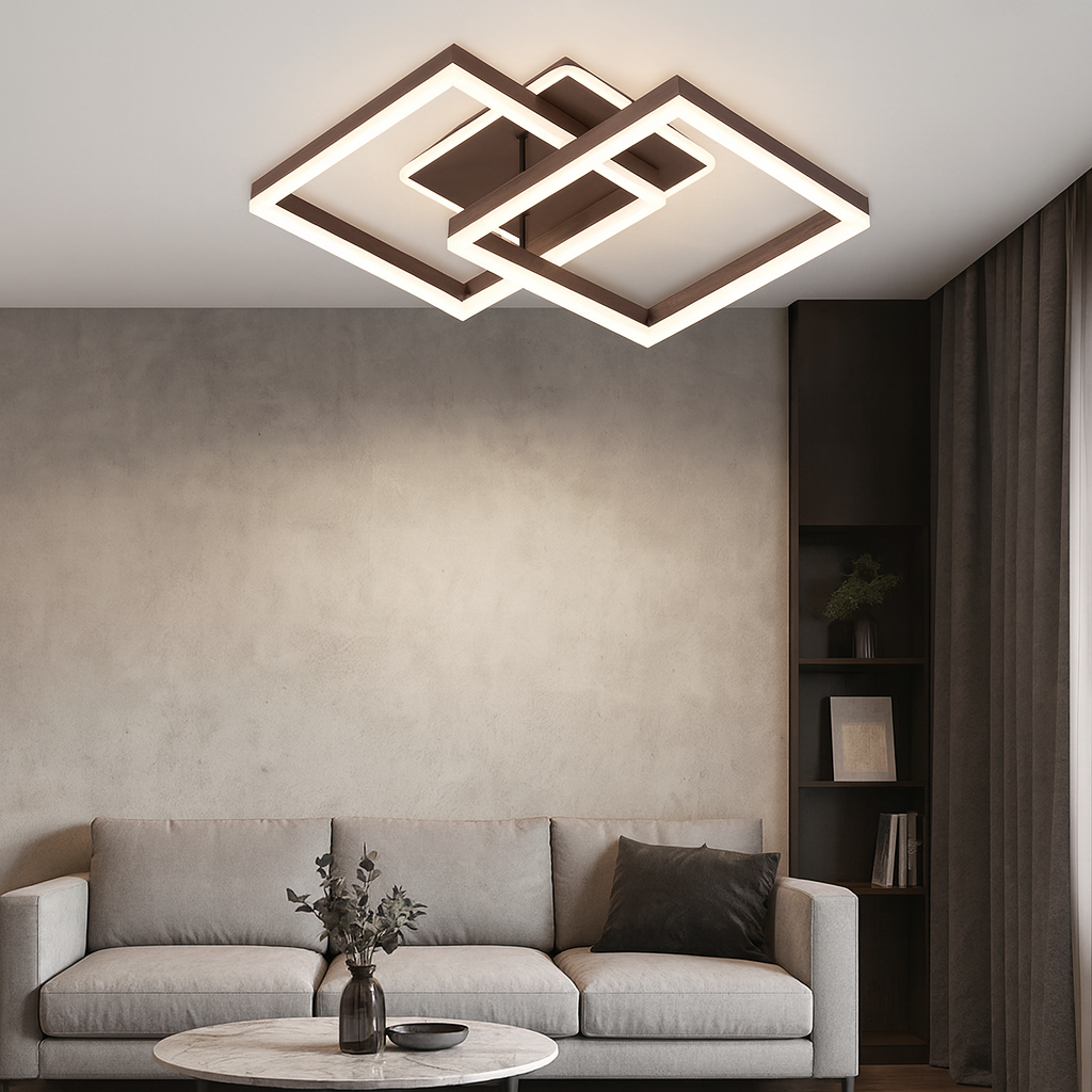 Lustra Led Cafeniu Sina 80w/4800lm 3000k/4000k/6500k cu Telecomanda 300+300mm