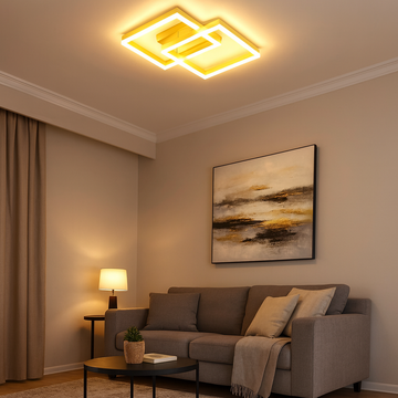 Lustra Led Auriu Sina 80w/4800lm 3000k/4000k/6500k cu Telecomanda 300+300mm