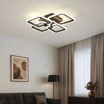LUSTRA LED PATRATA NEAGRA 80W CU 4 BRATE 3 CULORI+IR 600x120mm