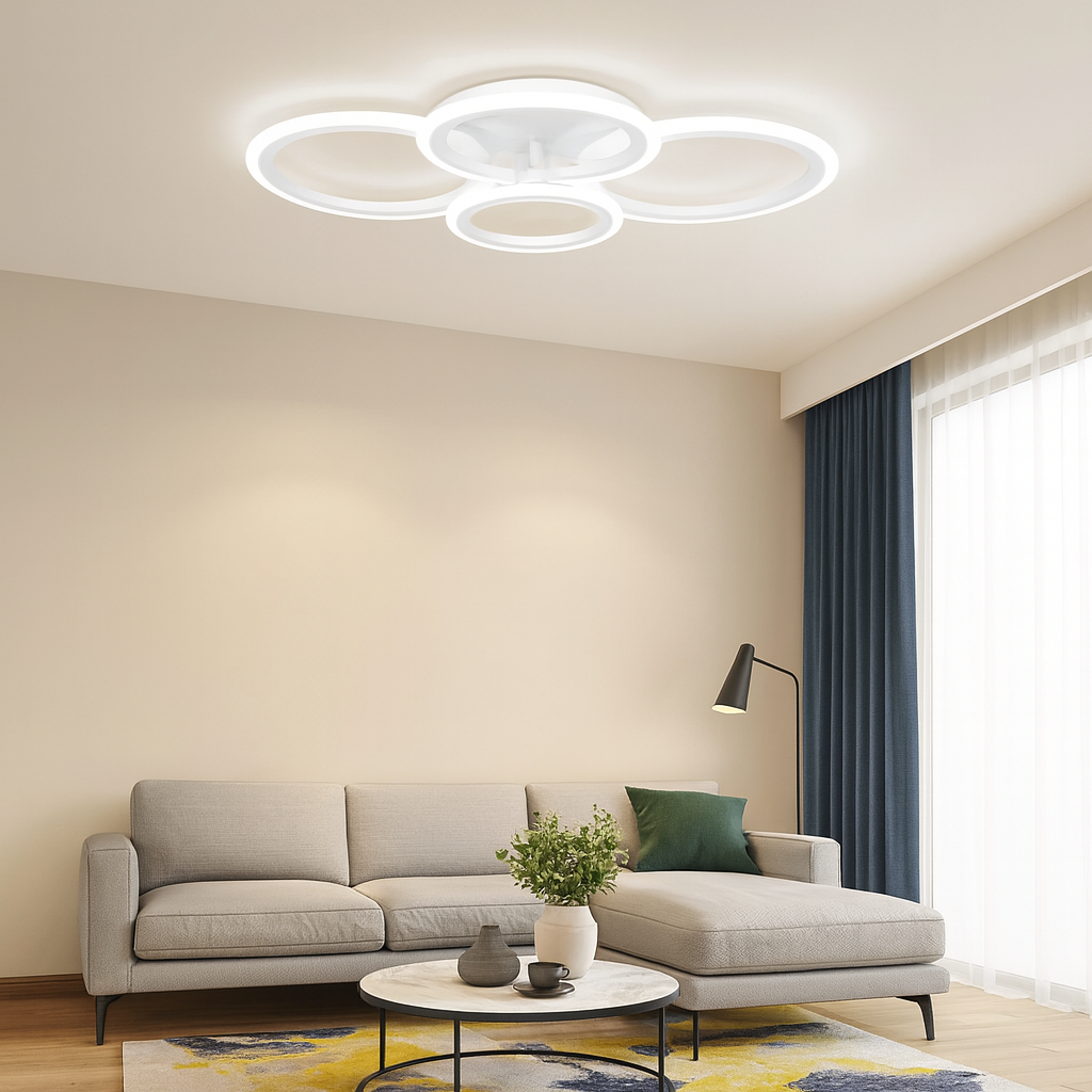 LUSTRA LED CERCURI 56W CU 4 BRATE 3 CULORI+IR 580mm x 90mm