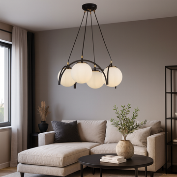 Lustra Negru cu 4 glob 4xE27 maxim 60W x4
