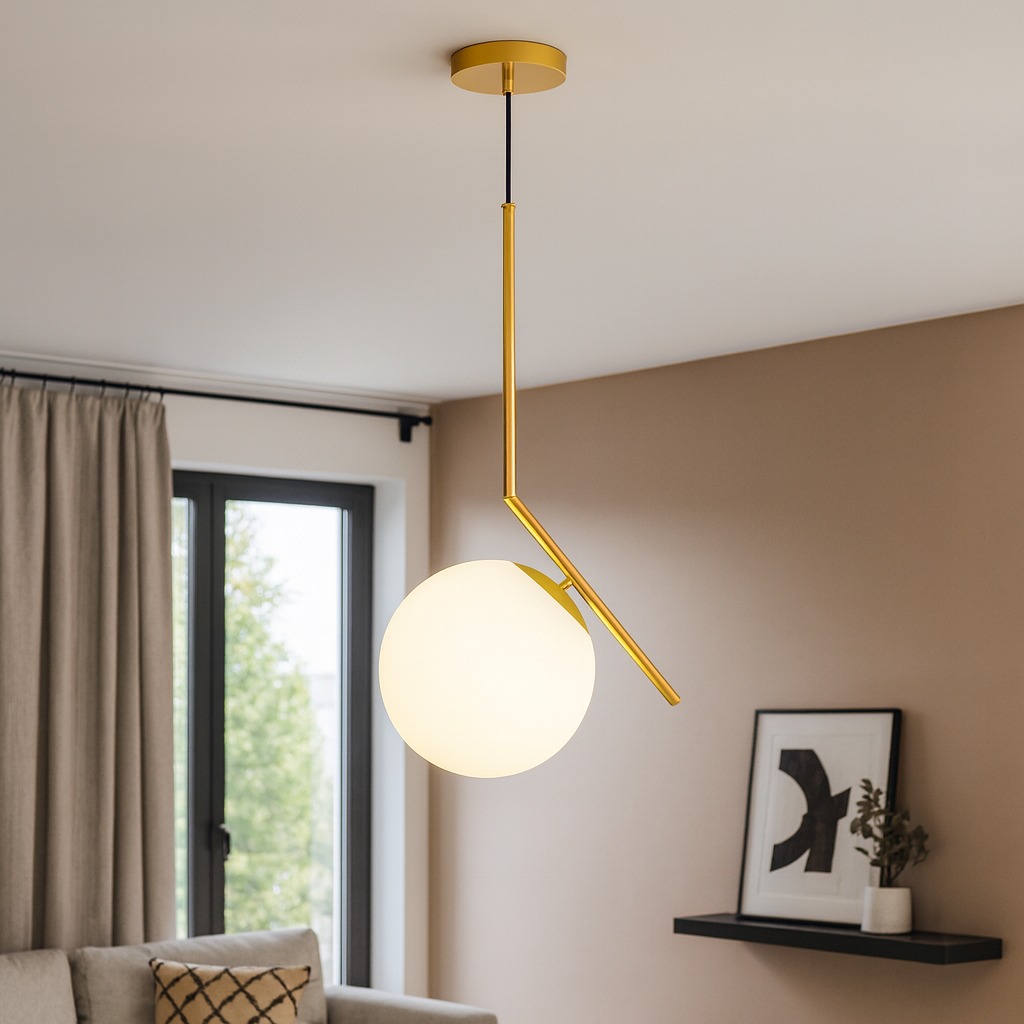 Luminastar chandelier with frosted glass globe