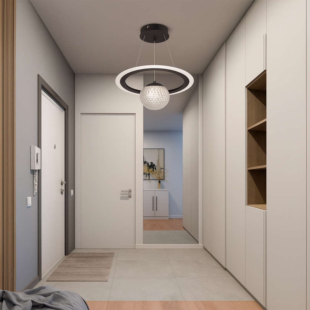 Lustra LED neagra cu 3 functii lumina Rece/Calda/Neutra