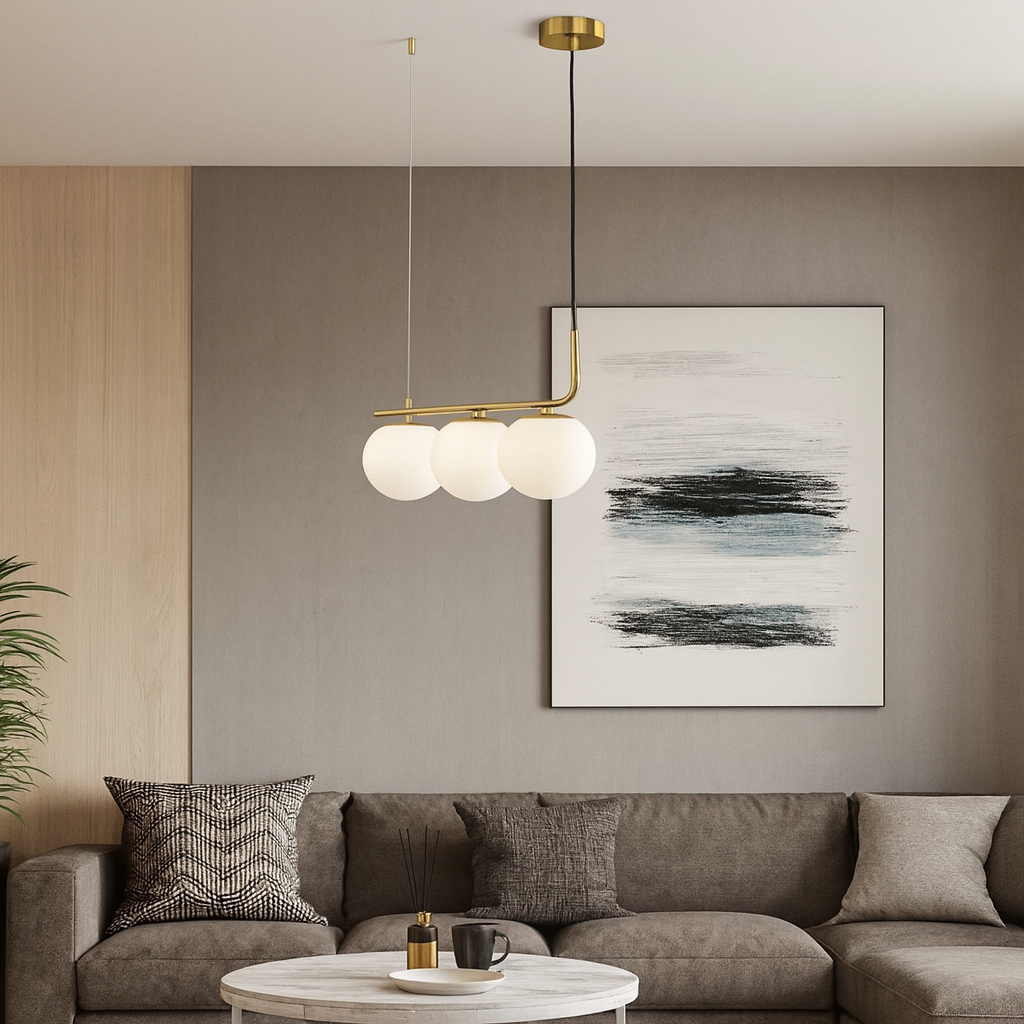Chandelier with white globe E27 socket x 3 Luminastar