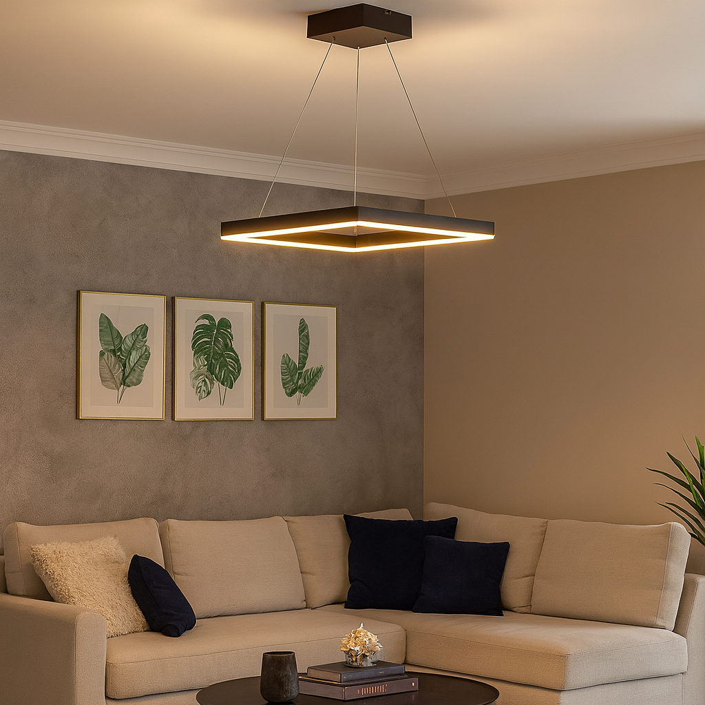 Lustra LED square cu telecomanda wifi 2.4G 45cm maro