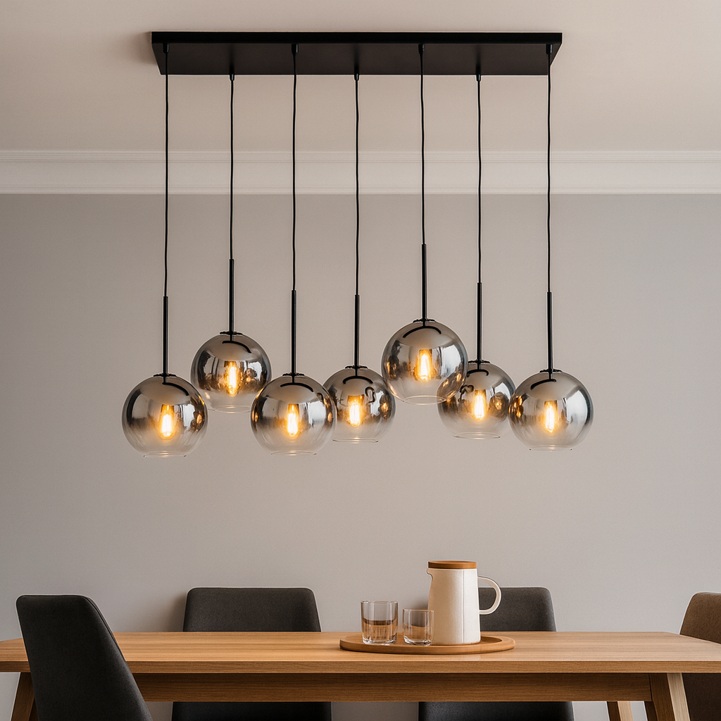 Chandelier with 7 sockets and silver finish