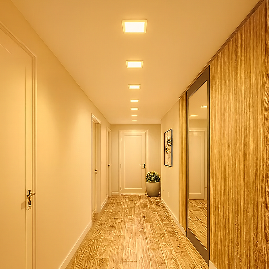 Slim Square LED Spot 193x193mm, 15W=100W, 2700K, warm light