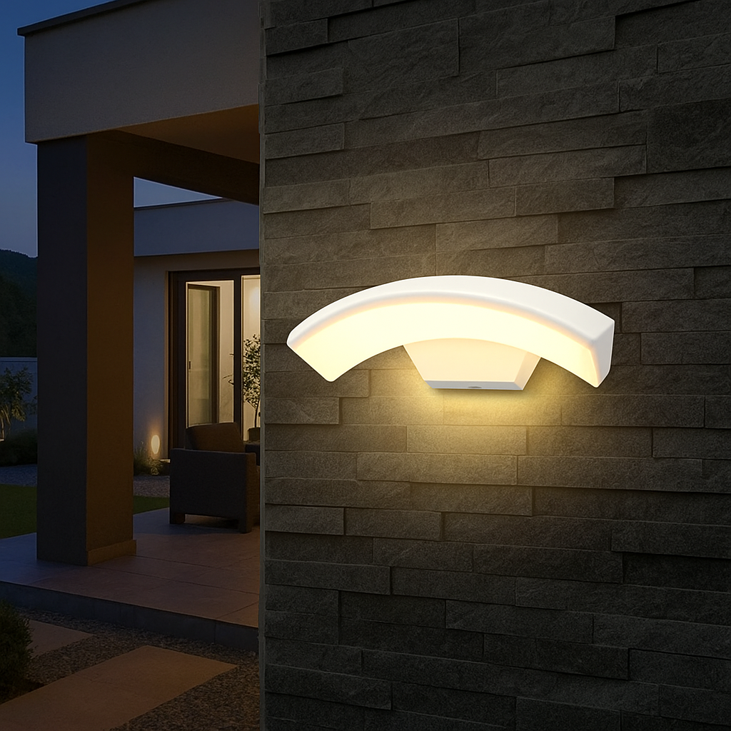 ALBA concave outdoor LED wall light, 24W=160W, 3000K, warm light, 2160Lm, IP65